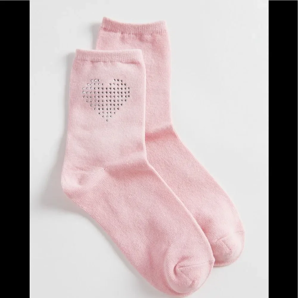 NEW (3) Urban Outfitters Bedazzled Icon Women's Crew Socks Blue Pink Set of 3